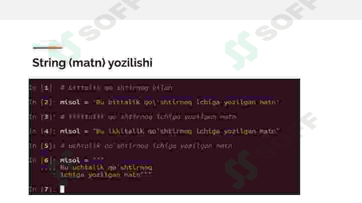 Pythonda satrlar bilan ishlash 2