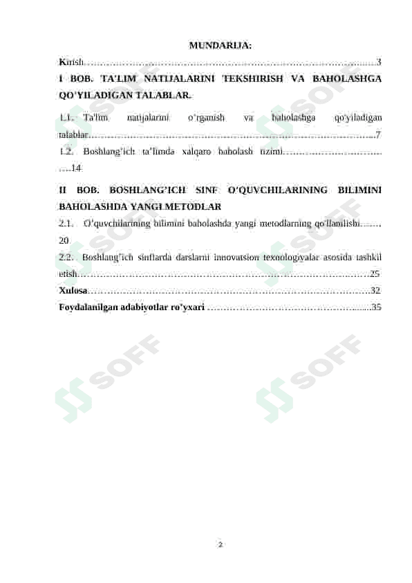BOSHLANG’ICH SINF O’QUVCHILARINING BILIMINI BAHOLASHDA XALQARO BAHOLASH TATQIQOTLARINING AHAMIYATI 2