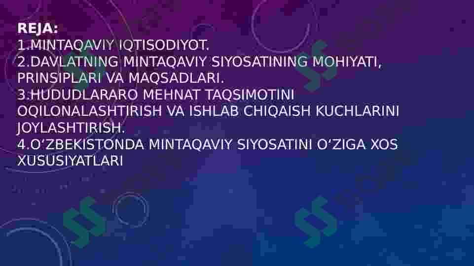 Davlatning mintaqaviy siyosati va hududlar rivojlanishining istiqbollari 2