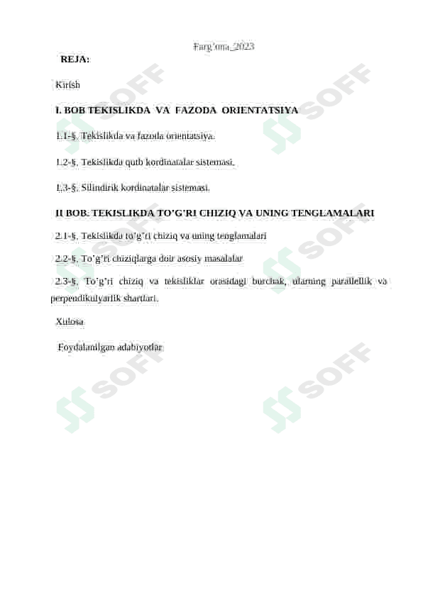 Tekislikda va fazoda oritadsiya. qutub, silidrik va  seferik koordinatalar  sistemasi 2