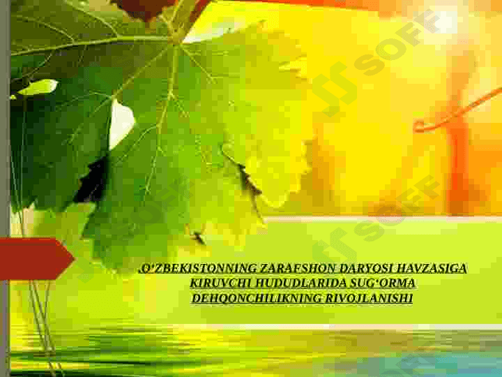 O‘ZBEKISTONNING ZARAFSHON DARYOSI HAVZASIGA KIRUVCHI HUDUDLARIDA SUG‘ORMA DEHQONCHILIKNING RIVOJLANISHI 2