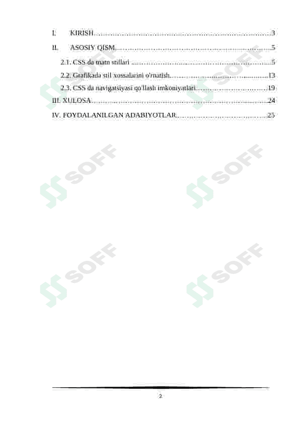 CSS da matn stillari. Grafikaning stil xossalari. CSS navigatsiyasi 2