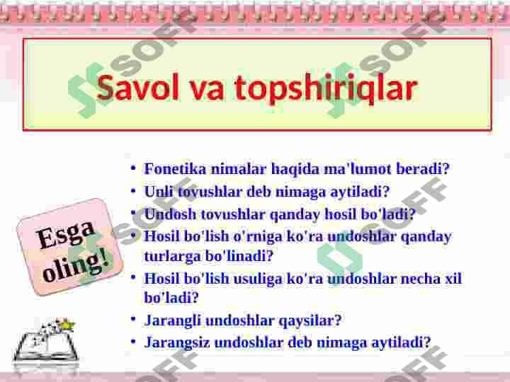 Fonetika bo'yicha takrorlash 2