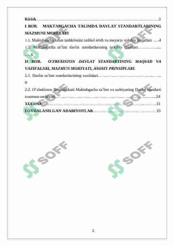 O‘zbekiston Respublikasi Maktabgacha ta’lim va tarbiyaning Davlat standarti mazmun-mohiyati 2