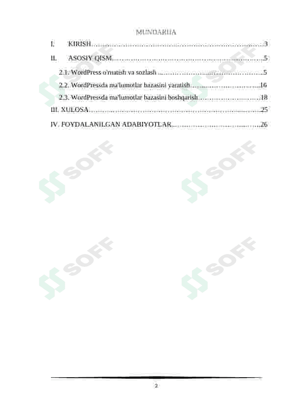 WordPressda ma'lumotlar bazasi bilan ishlash 2