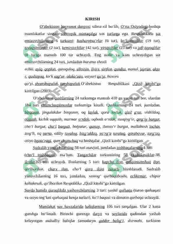Noyob va yo'qolib borayogan hayvonlarni asrashga qaratilgan dastur va loyihalar 2
