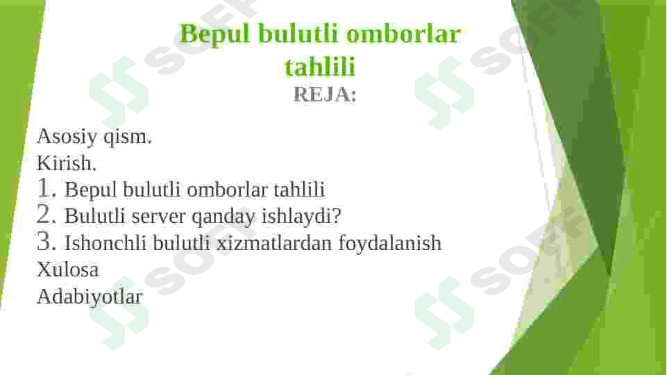 Bepul bulutli omborlar tahlili 2