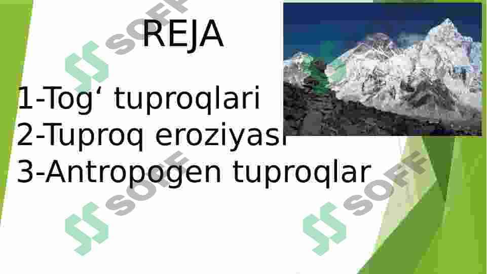 Tog’ va tog’ oldi tuproqlari 2