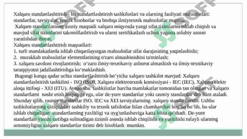 Metrologiya va standartlashtirish bo’yicha xalqaro tashkilotlar 2