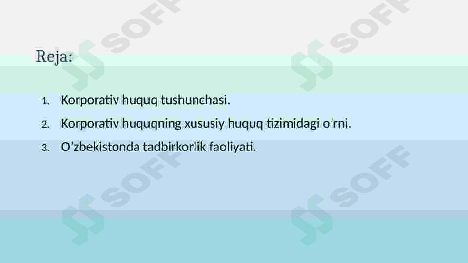Korporativ huquq va tadbirkorlik asoslari 2