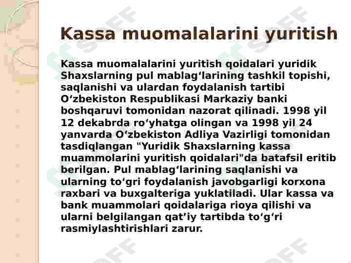 Banklar buxgalteriyasi Naqt pullarni qabul qilish 2