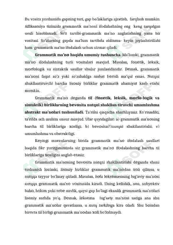 Grammatika. Grammatik ma’no va grammatik shakl. Grammatik kategoriya 2