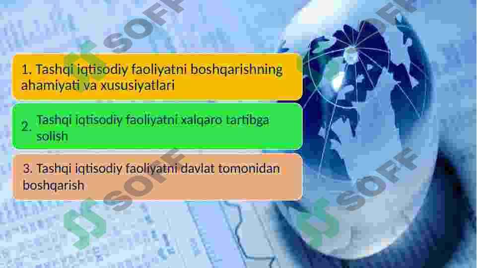 tashqi iqtisodiy faoliyatni tartibga solish va boshqarish 2