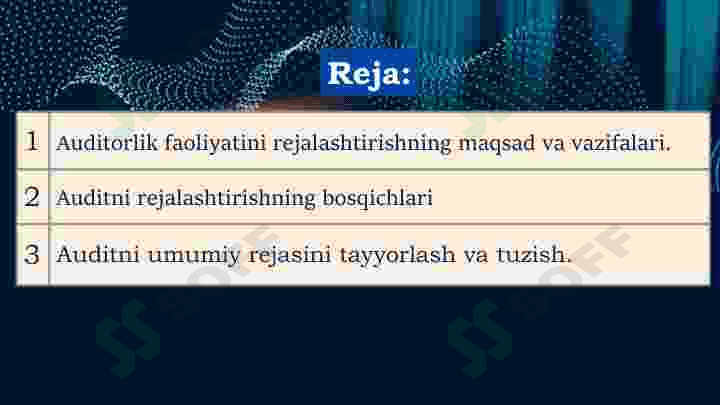 Auditni umumiy rejasini tayyorlash va tuzish 2