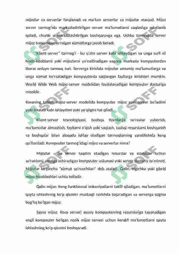 “KLIENT-SERVER” TEXNOLOGIYASI VA UNDAN FOYDALANISH 2