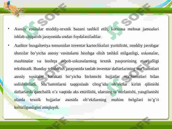 Asosiy vositalar ta'mirini hisobga olish 2