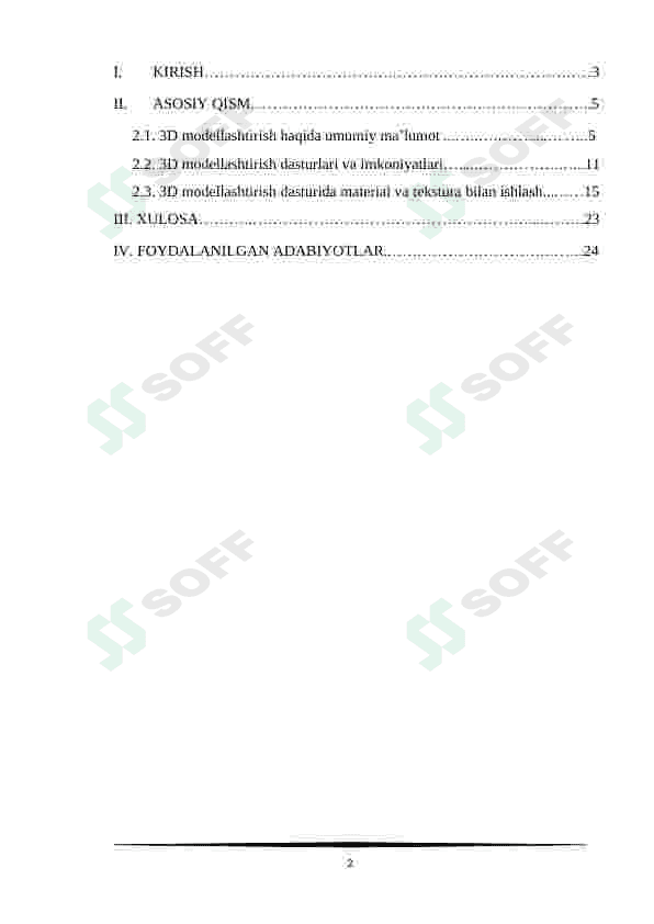 3D modellashtirish dasturida material va tekstura bilan ishlash 2