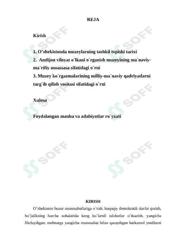 Mustaqillik yillarida Andijon viloyati tarixi va madaniyati muzeyining faoliyati 2