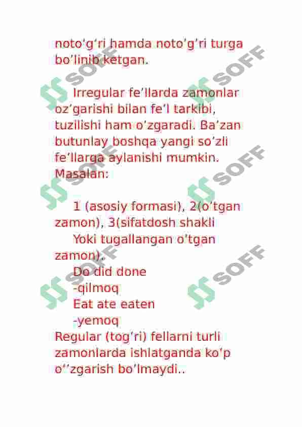 To'g'ri va noto'g'ri fe'llar | Regular and irregular verbs 2