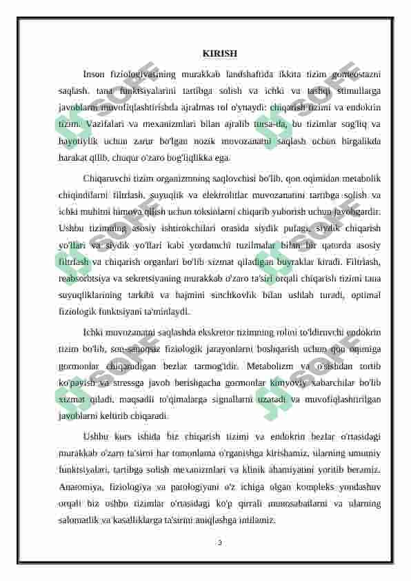 Ayirish sistemasi va Ichki sekretsiya bezlari 2