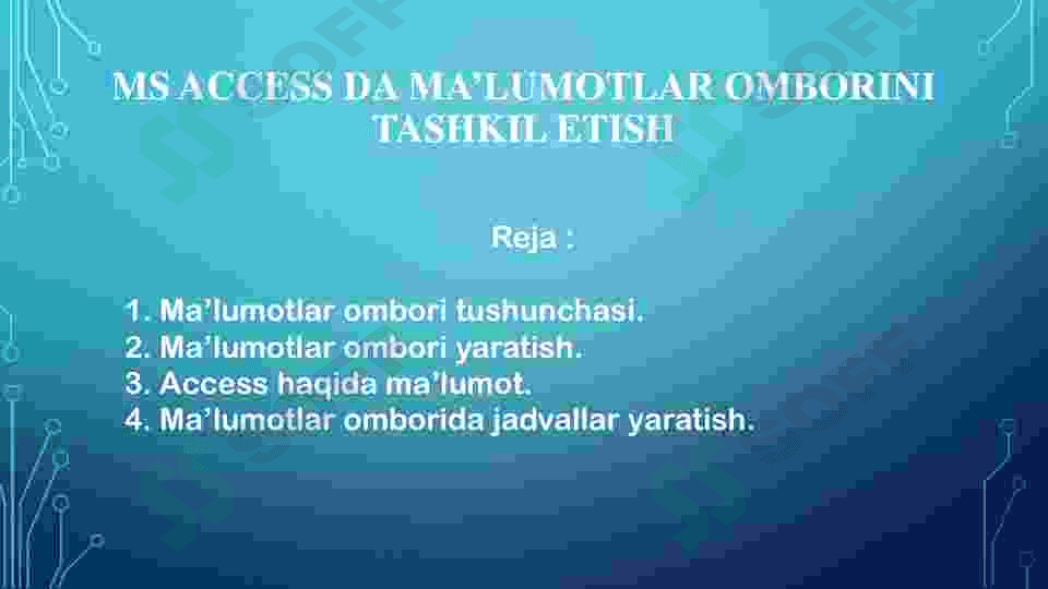 MS Access da ma’lumotlar omborini tashkil etish 2
