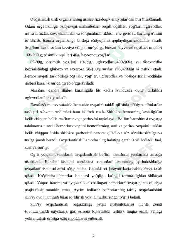 Bemorlarni ovqatlantirish 2