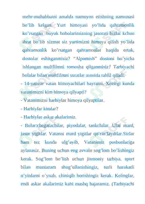 Mashg'ulot ishlanma: 14-yanvar Vatan himoyachlari 2