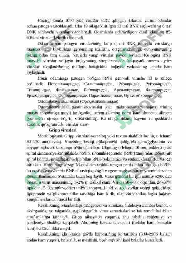 RNK-SAQLOVCHI VISRUSLAR VA ULARNING INSONLARDAGI PATOLOGIK AHAMIYATI.ODAMLARDA IMMUNTANQISLIK VIRUSI (OIV) 2