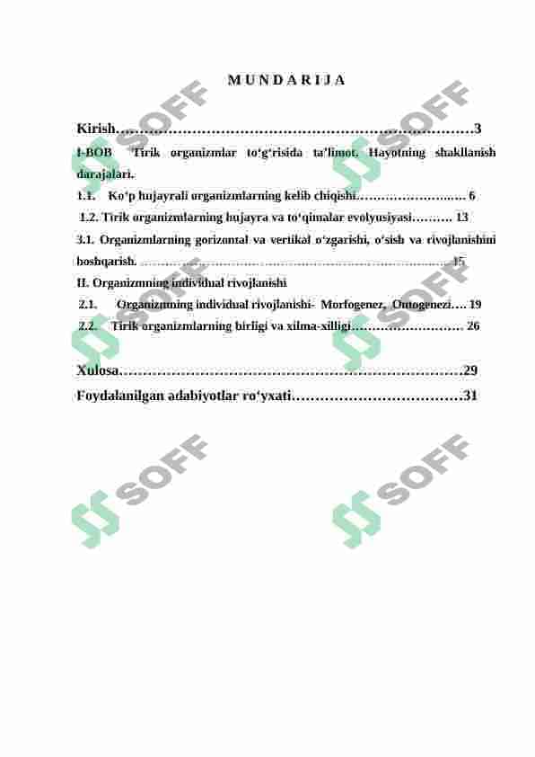 tirik organizmlarning gorizontal va vertikal o'zgarish 2