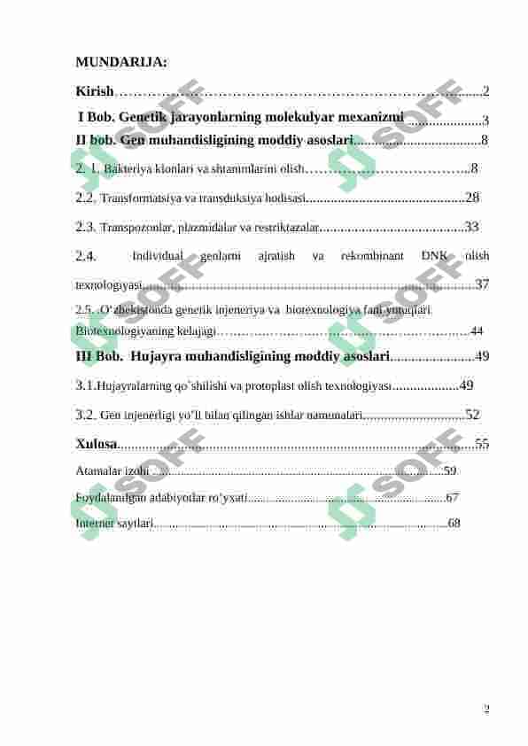Gen injineryasining asosiy vazifalari 2