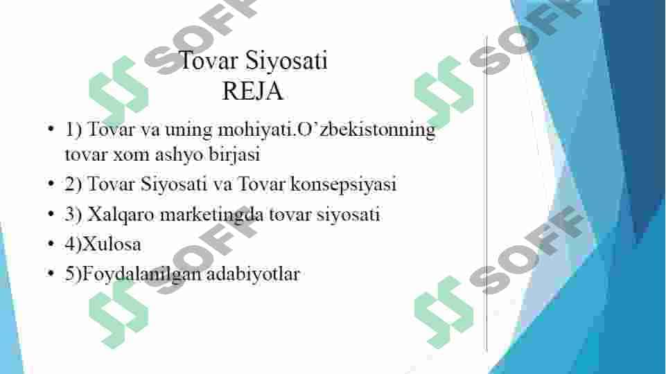 TOVAR SIYOSATI 2
