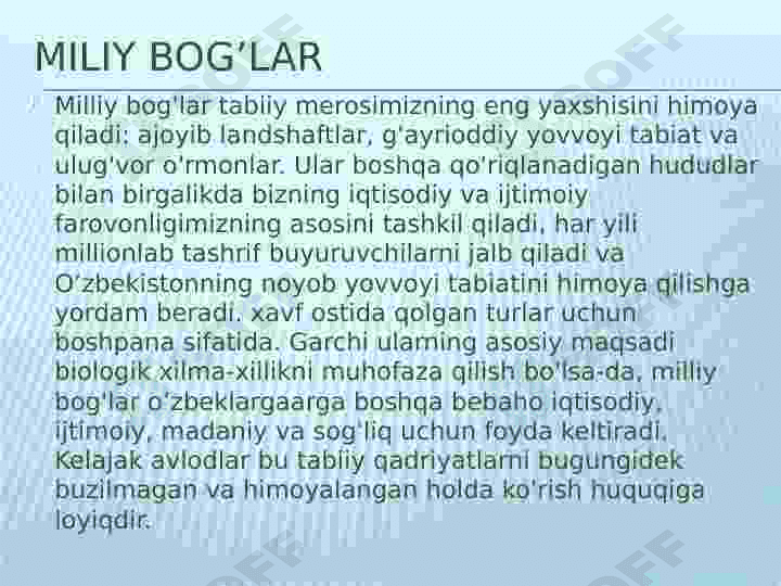 Milliy bogʻlar ahamiyati 2