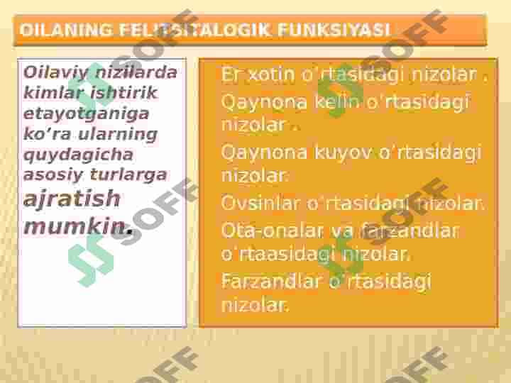 Oilaviy mojarolar va ularning sabablari. 2