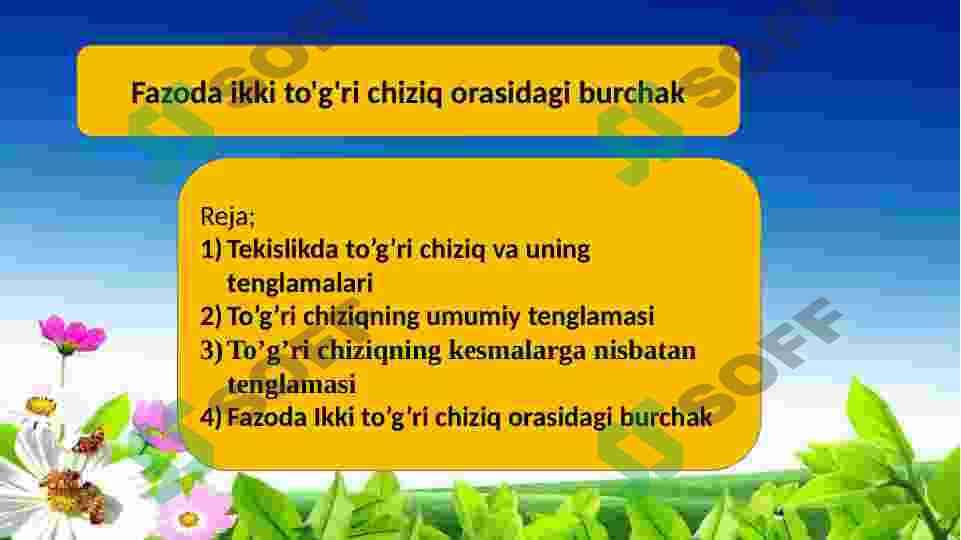 Fazoda ikki to'g'ri chiziq orasidagi burchak 2
