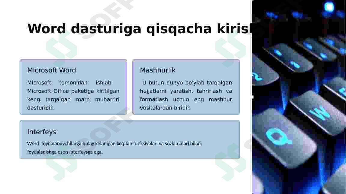 Word dasturida tezkor tugmalar 2