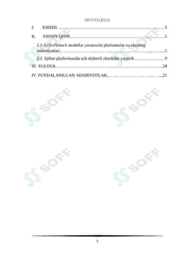 Spline platformasida uch olchovli obyektlar yaratish 2