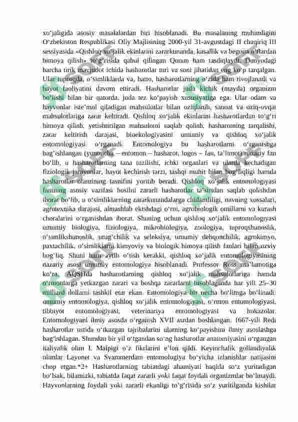 hasharotlarning meditsina va veterinariyadagi ahamiyati 2