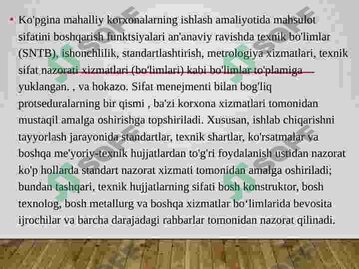 korxonalarda sifat nazorati bo‘linmalarining roli va vazifalari 2