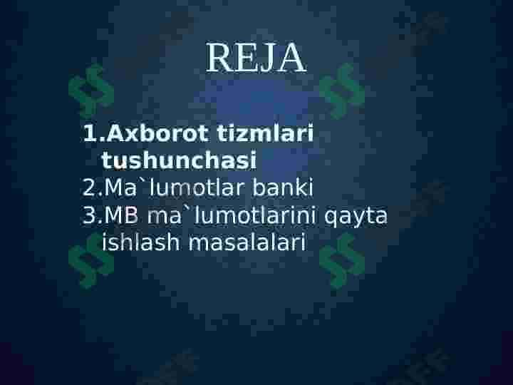 Ma'lumotlar bazalari bilan ishlash texnologiyalari. 2