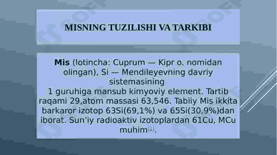 Davriy sistemaning IB gruppa elementlaridan Cu olishi va xossalari 2