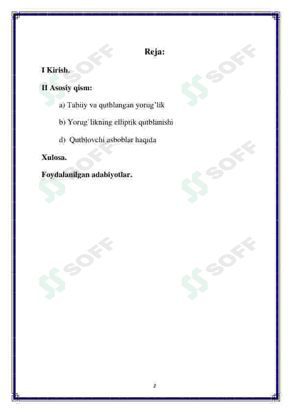 Tabiiy yorug'likni qutblovchi qurilmalar va ularning xossalari 2