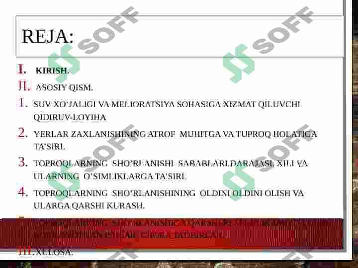 SUV XO‘JALIGI VA MELIORATSIYA SOHASIGA XIZMAT QILUVCHI QIDIRUV-LOYIHA, ILMIY VA ISHLAB-CHIQARISH KORXONA VA TASHKILOTLARI 2