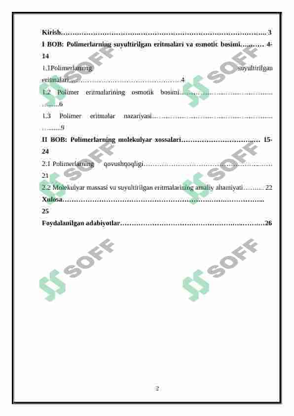Polimerlarning suyultirilgan eritmalari 2