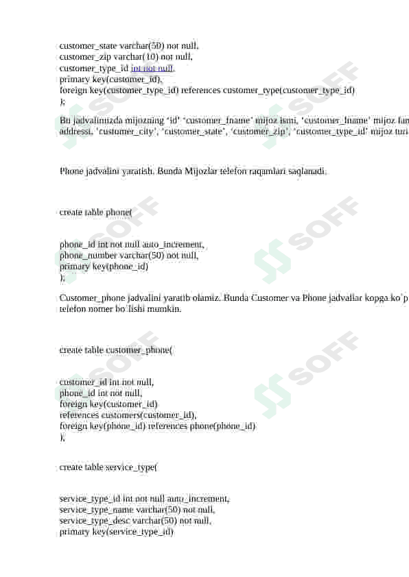 MySQL muhitida “Go’zallik salonni tashkil etish” tizim ma’lumotlar bazasini yaratish 2
