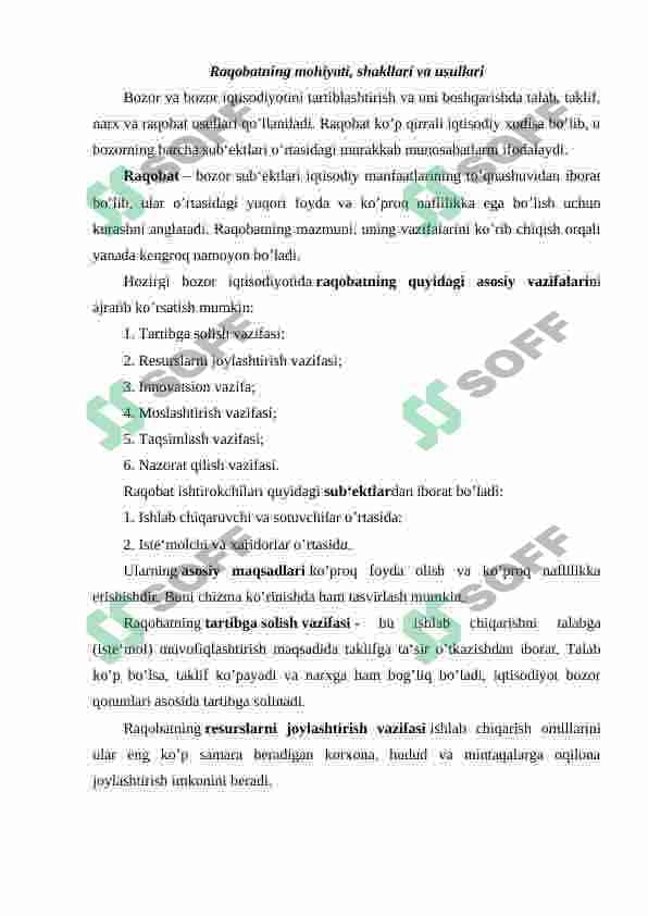 Raqobat kurashining shakllari va usullari 2