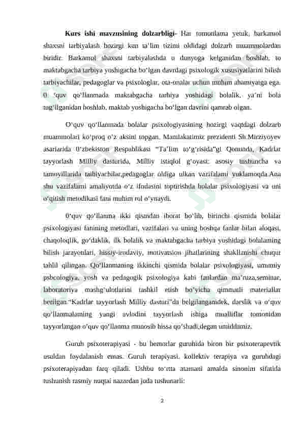 BOLLALAR BILAN GURUHIY VA INDIVIDUAL PSIXOTERAPIYA 2