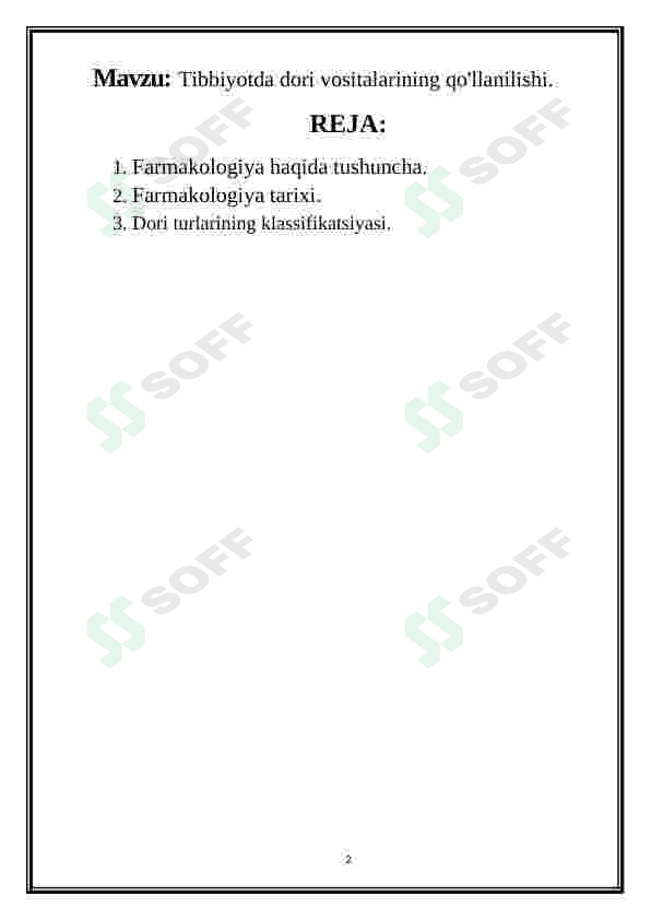 Tibbiyotda dori vositalarining qo'llanilishi 2