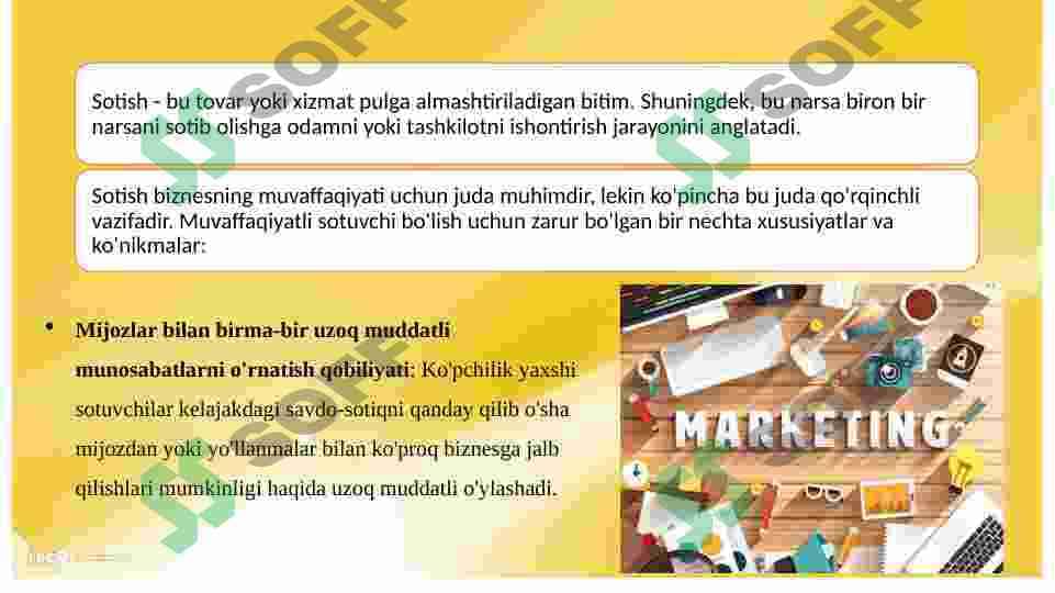 Sotish va sotishni rag´batlantirish munosabatlarida qiymat yaratish strategiyalari 2