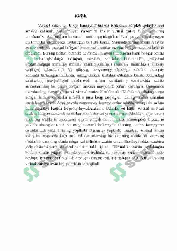 Operatsion tizimlarda virtual xotira tushunchasi 2