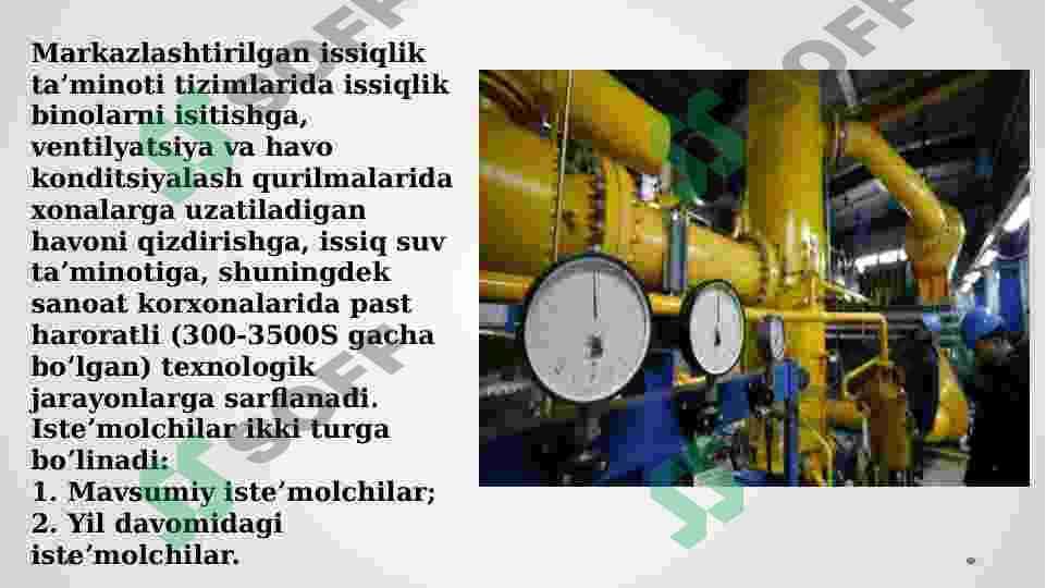 Markazlashgan issiqlik ta’minoti tizimining qo’llanilish sohasi 2